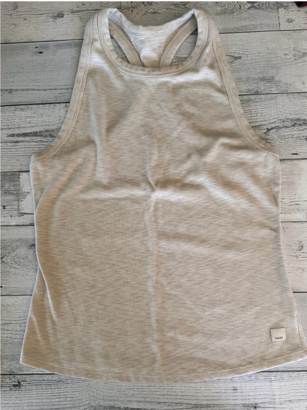Vuori Sunrise high neck ribbed tank Dune size Medium